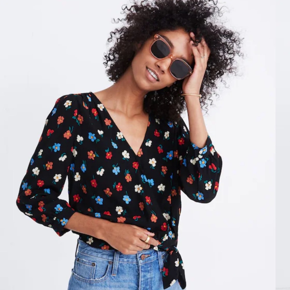 Madewell Wrap Top in Pressed Flowers size medium